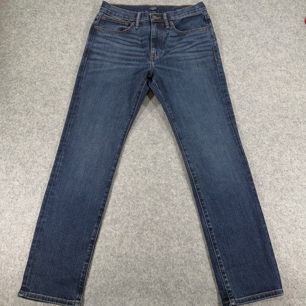 J.Crew Flex Straight Leg Jeans Mens 30x29 Dark Wash Blue Denim Pants
